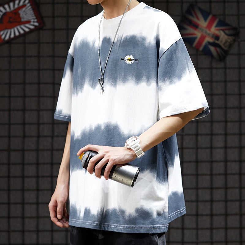 Daisy T-shirt Trendy Brand Fashion National Fashion Hip-hop Tie-dyed Short-sleeved Men's Summer Couple's Loose Trendy plus size Top - Image 2