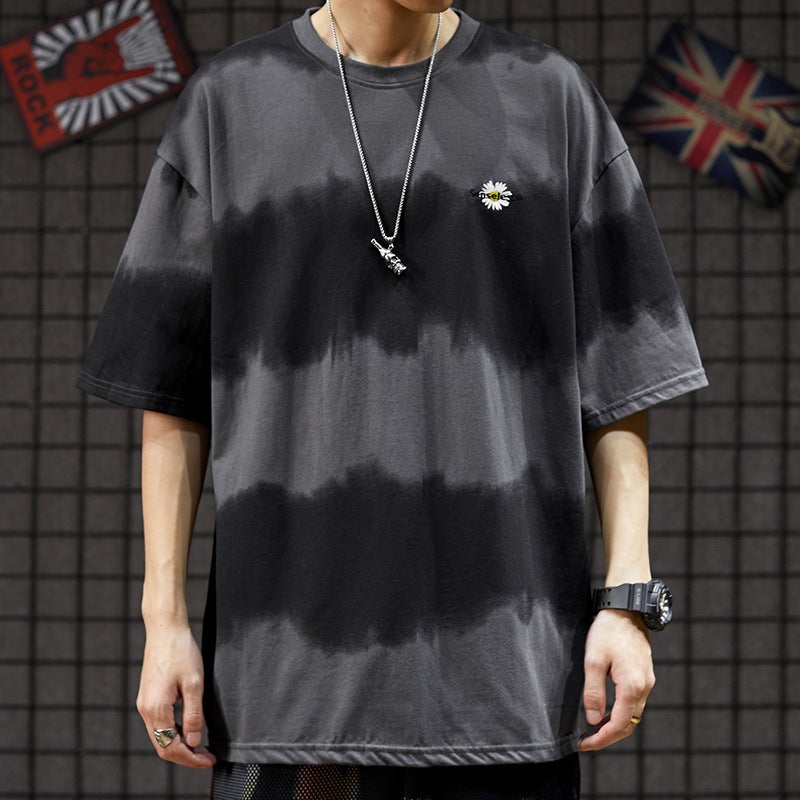 Daisy T-shirt Trendy Brand Fashion National Fashion Hip-hop Tie-dyed Short-sleeved Men's Summer Couple's Loose Trendy plus size Top - Image 4