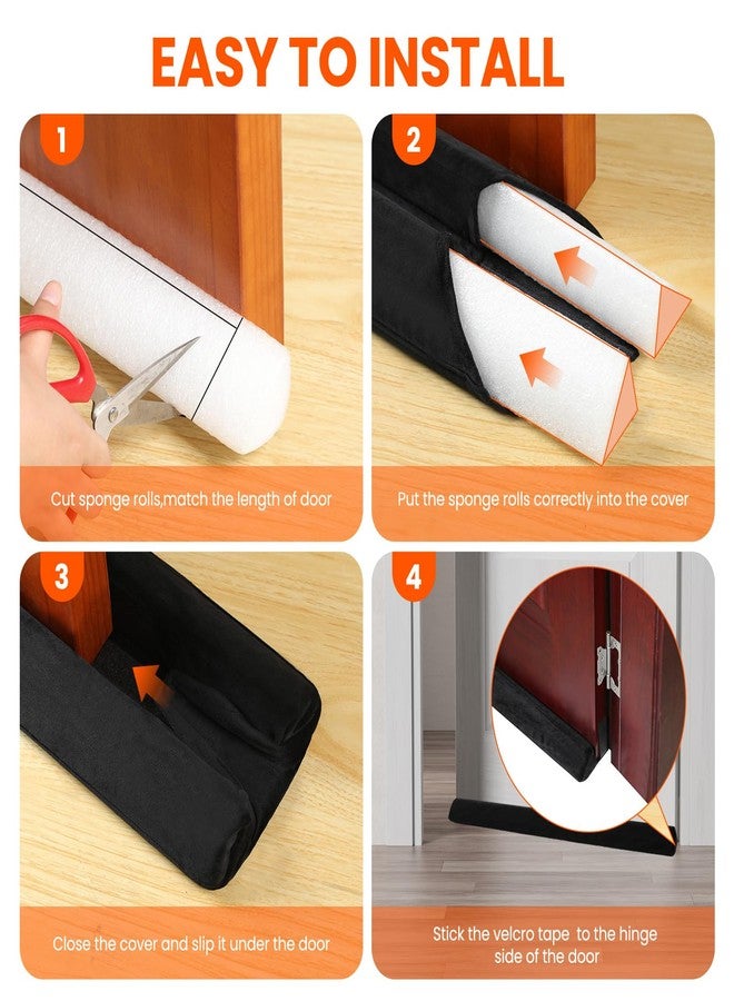 GDHOMM Under Door Draft Stopper Weather Stripping Adjustable 30"-36" Door Gap Filler & Door Seal, Blocks Noise & Air Draft, Black - Image 4