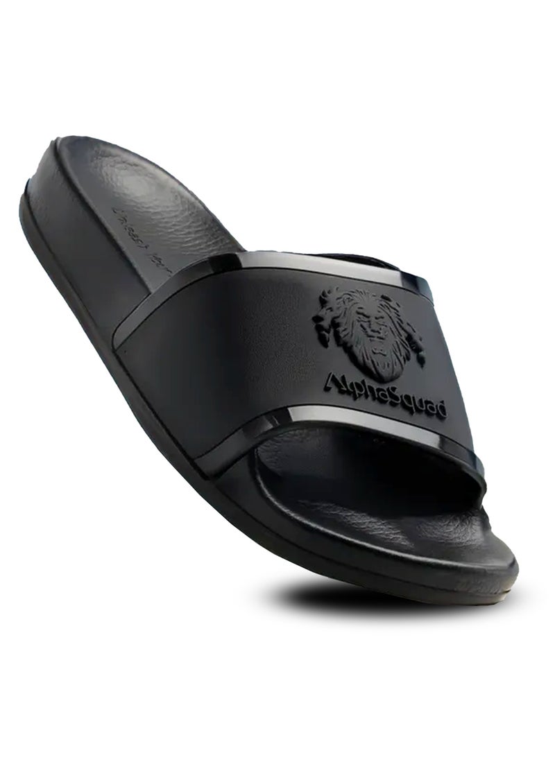 AlphaSquad AlphaSquad Anti Slip Slides, Best fit for Lounge, Shower, Beach & Pool, Unisex Slipper & Sliders, Black, 38 EU  - Image 3