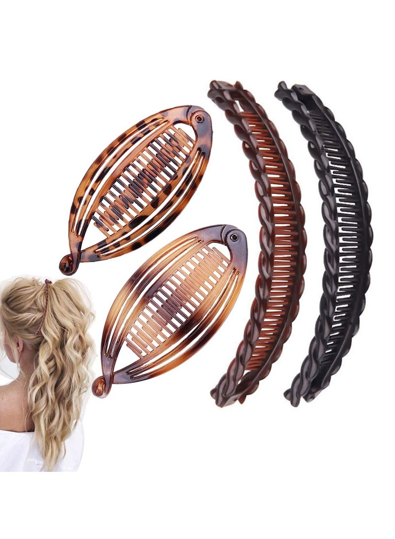 Goolsky 4 قطع مشابك شعر كلاسيكية أدوات لتصفيف الشعر المجعد السميك مجموعة مشابك موز مزدوجة للنساء والفتيات - Image 1