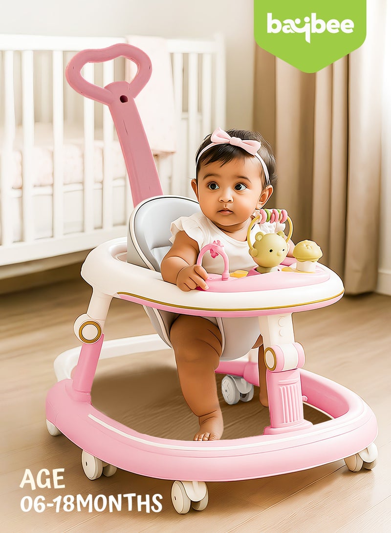 بيبي مشاية أطفال بيتاليا برو ٢ في ١، قابلة للطي، بخمسة ارتفاعات قابلة للتعديل، ومقبض دفع للوالدين، وشريط ألعاب موسيقية | مشاية أنشطة للأطفال الصغار | مشاية دفع للرضع من عمر ٦ إلى ١٨ شهرًا، لون وردي - Image 3