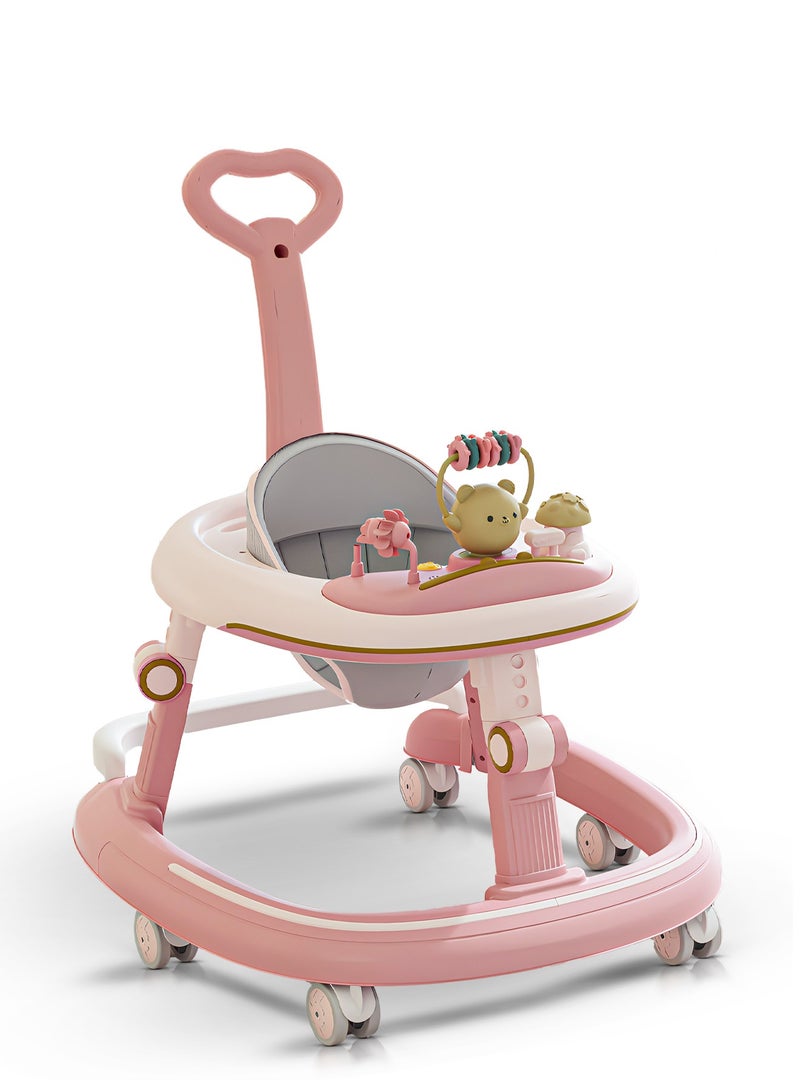 بيبي مشاية أطفال بيتاليا برو ٢ في ١، قابلة للطي، بخمسة ارتفاعات قابلة للتعديل، ومقبض دفع للوالدين، وشريط ألعاب موسيقية | مشاية أنشطة للأطفال الصغار | مشاية دفع للرضع من عمر ٦ إلى ١٨ شهرًا، لون وردي - Image 1