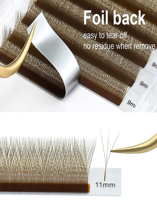 NAGARAKU W Eyelash Extension 3D Volume Premade Brown Lashes Cluster Easy Fanning yy Eye Lashes with Thickness 0.07mm Curl D (Length - Mix 8-14mm) - Image 3