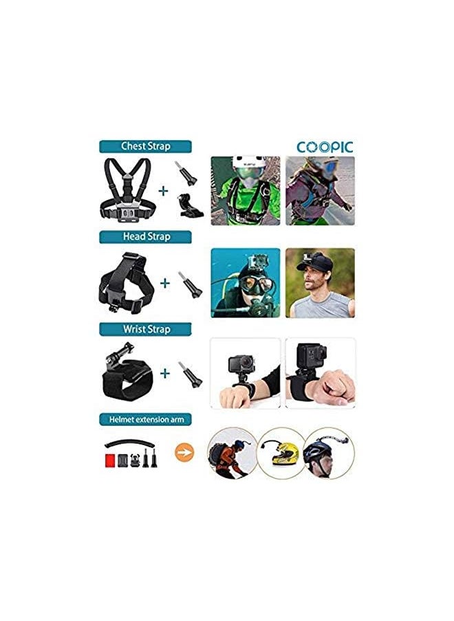 Coopic - Action Camera Accessories Kit 58 In 1 Compatible with Gopro MAX GoPro Hero 8 7 6 5 4 3+ 3 2 1 Black SJ4000/ SJ5000/ SJ6000 DJI OSMO Action DBPOWER AKASO Xiaomi Yi APEMAN WiMiUS Lightdow - Image 1