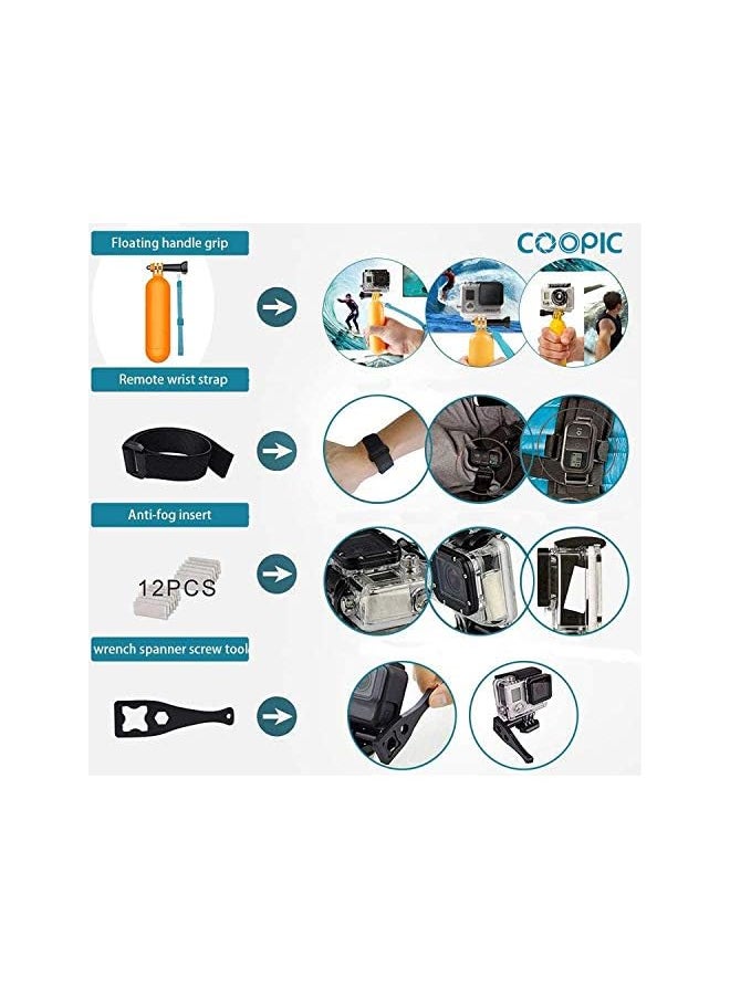 Coopic - Action Camera Accessories Kit 58 In 1 Compatible with Gopro MAX GoPro Hero 8 7 6 5 4 3+ 3 2 1 Black SJ4000/ SJ5000/ SJ6000 DJI OSMO Action DBPOWER AKASO Xiaomi Yi APEMAN WiMiUS Lightdow - Image 1
