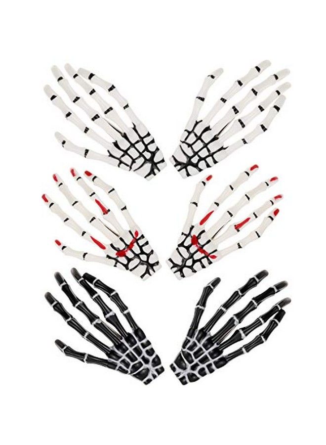 WILLBOND 6 Pieces Skeleton Hands Bone Hair Clips Claws Skull Hand Hair Clip Hairpin Zombie Punk Rock Horror Hair Clip For Women Girls Hair Accessories (Classic Color) - Image 1