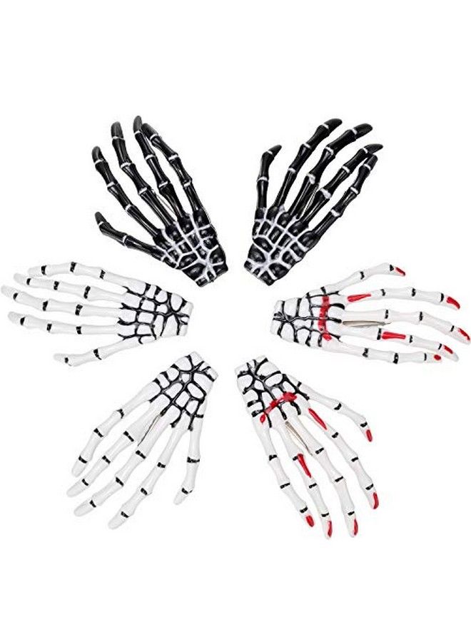 WILLBOND 6 Pieces Skeleton Hands Bone Hair Clips Claws Skull Hand Hair Clip Hairpin Zombie Punk Rock Horror Hair Clip For Women Girls Hair Accessories (Classic Color) - Image 4