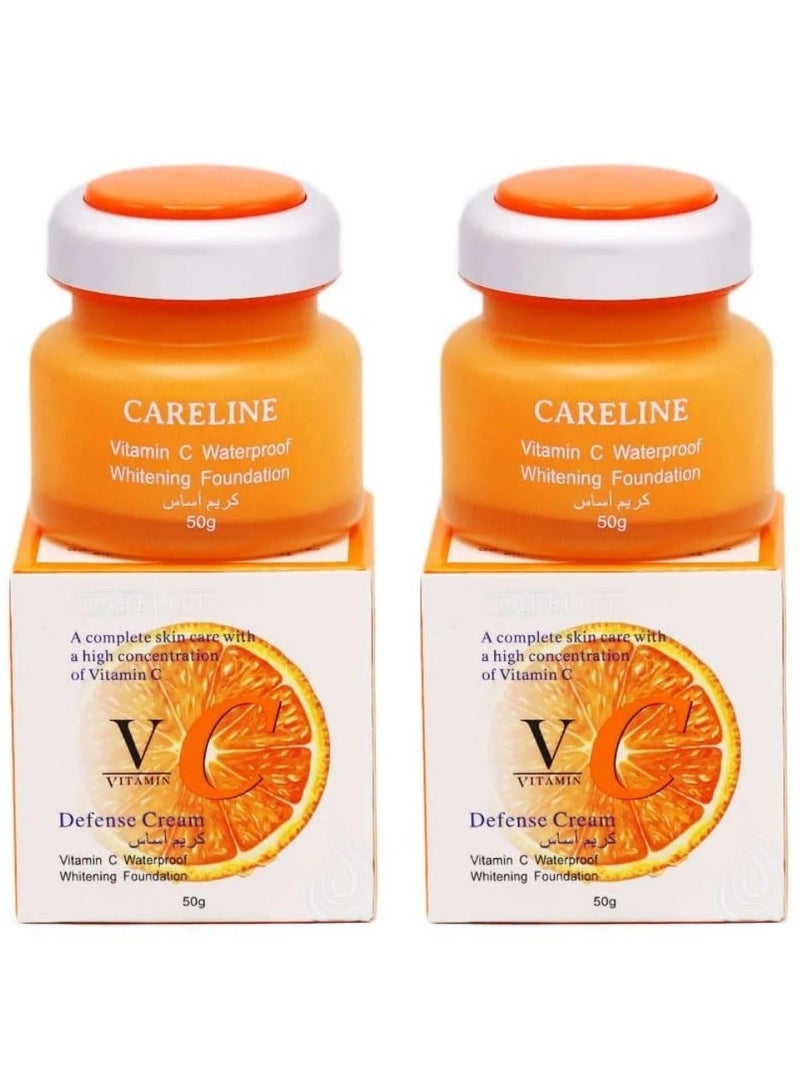 Careline Two Pieces of Vitamin C Waterproof Whitening Foundation - 50 gm - Image 1