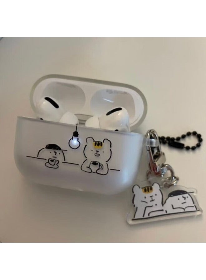 Beiyipin Cute Bear Airpods Case Compatible With Airpods 2/3/4th Gen, Coffee And Light Design Style Protective Cover For Apple Bluetooth Earphones - Image 2