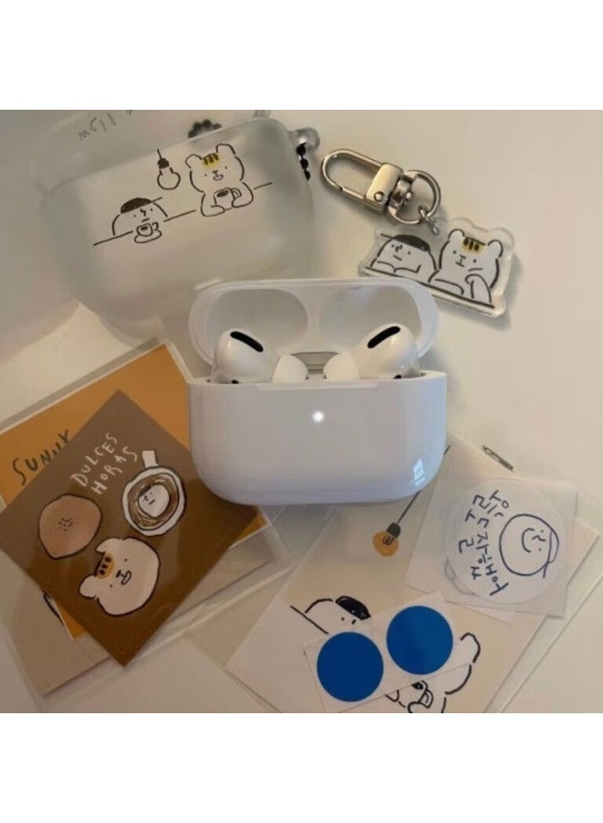 Beiyipin Cute Bear Airpods Case Compatible With Airpods 2/3/4th Gen, Coffee And Light Design Style Protective Cover For Apple Bluetooth Earphones - Image 3