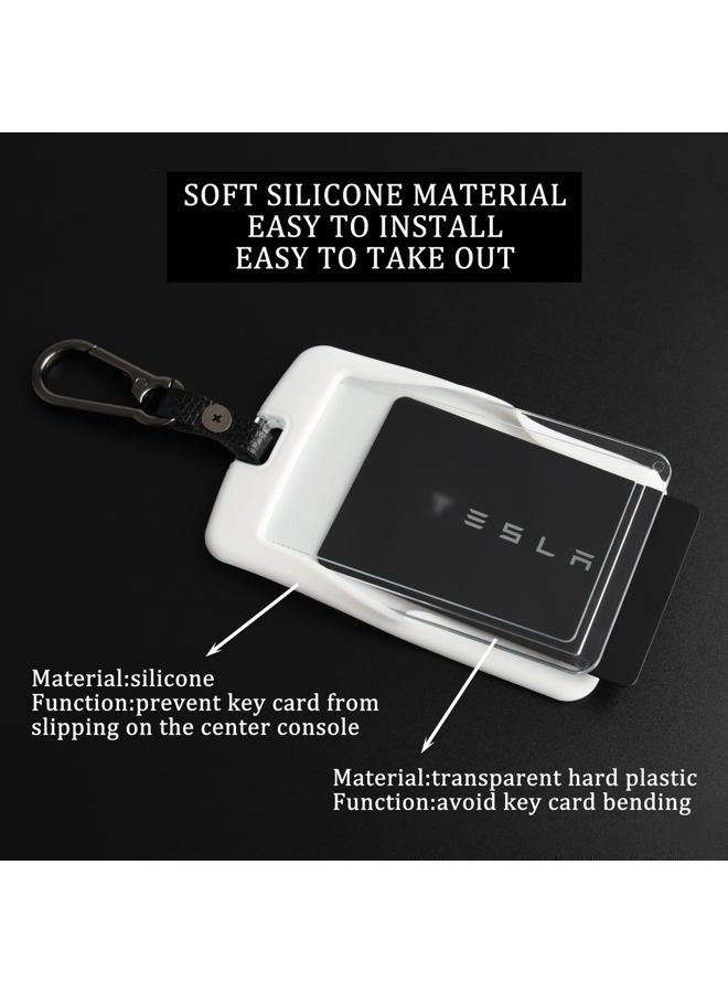 TANDRIVE 2PCS Silicone Key Card Holder Case Compatible with Tesla Model 3 Model Y Cybertruck and Rivian，Key Protector Cover Accessories Including Key Chain, Black and White - Image 5