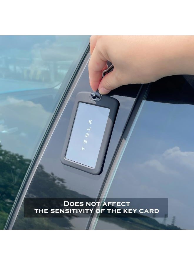 TANDRIVE 2PCS Silicone Key Card Holder Case Compatible with Tesla Model 3 Model Y Cybertruck and Rivian，Key Protector Cover Accessories Including Key Chain, Black and White - Image 4