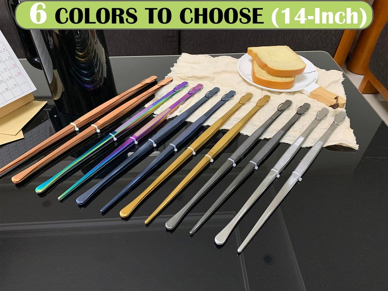 Jetkong 2 Pcs 14-Inch Food Tweezers Stainless Steel Tweezer Tongs Extra-Long Cooking Tweezers (Silver) - Image 5