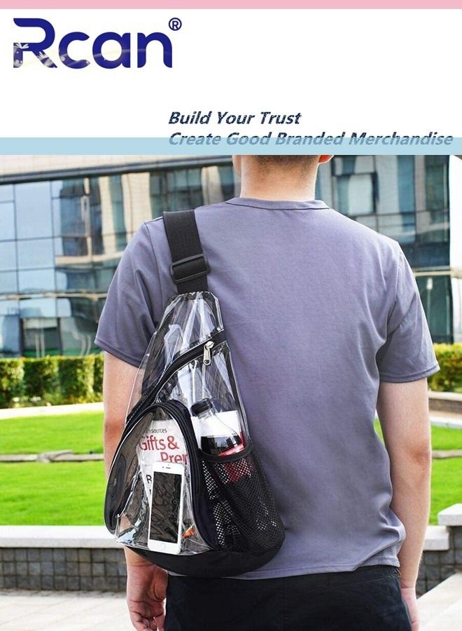 Rcan PVC Material Transparent Sports Sling Backpack Lightweight Multipurpose Cross Body Left and Right Adjustable Shoulder Straps Bag for Men Women Boys Girls Travel Hiking Outdoor Daypack - Image 4