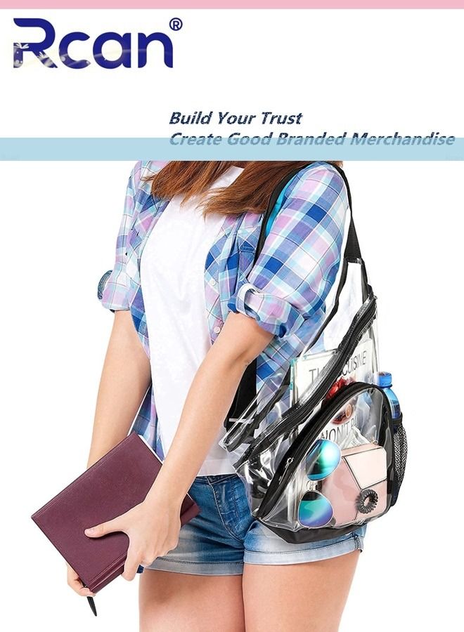 Rcan PVC Material Transparent Sports Sling Backpack Lightweight Multipurpose Cross Body Left and Right Adjustable Shoulder Straps Bag for Men Women Boys Girls Travel Hiking Outdoor Daypack - Image 5
