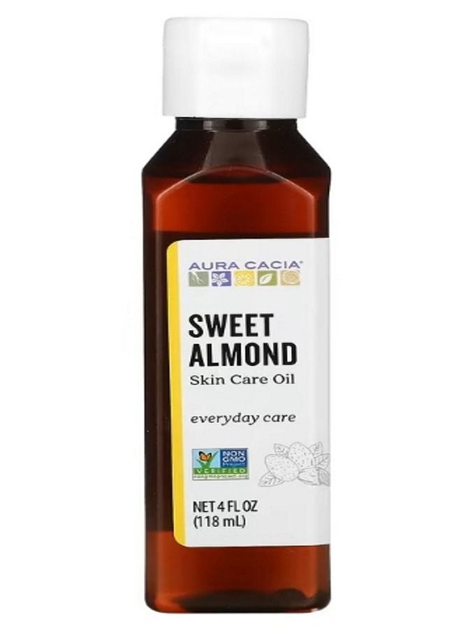 Aura Cacia Skin Care Oil Sweet Almond 4 fl oz 118 ml  - Image 1