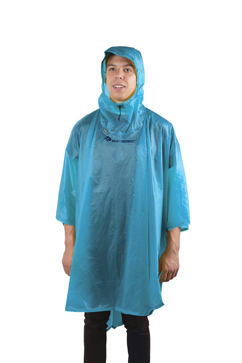 Sea to Summit Ultra-SIL Nano Poncho Raincoat and Pack Cover, Pacific Blue - Image 1
