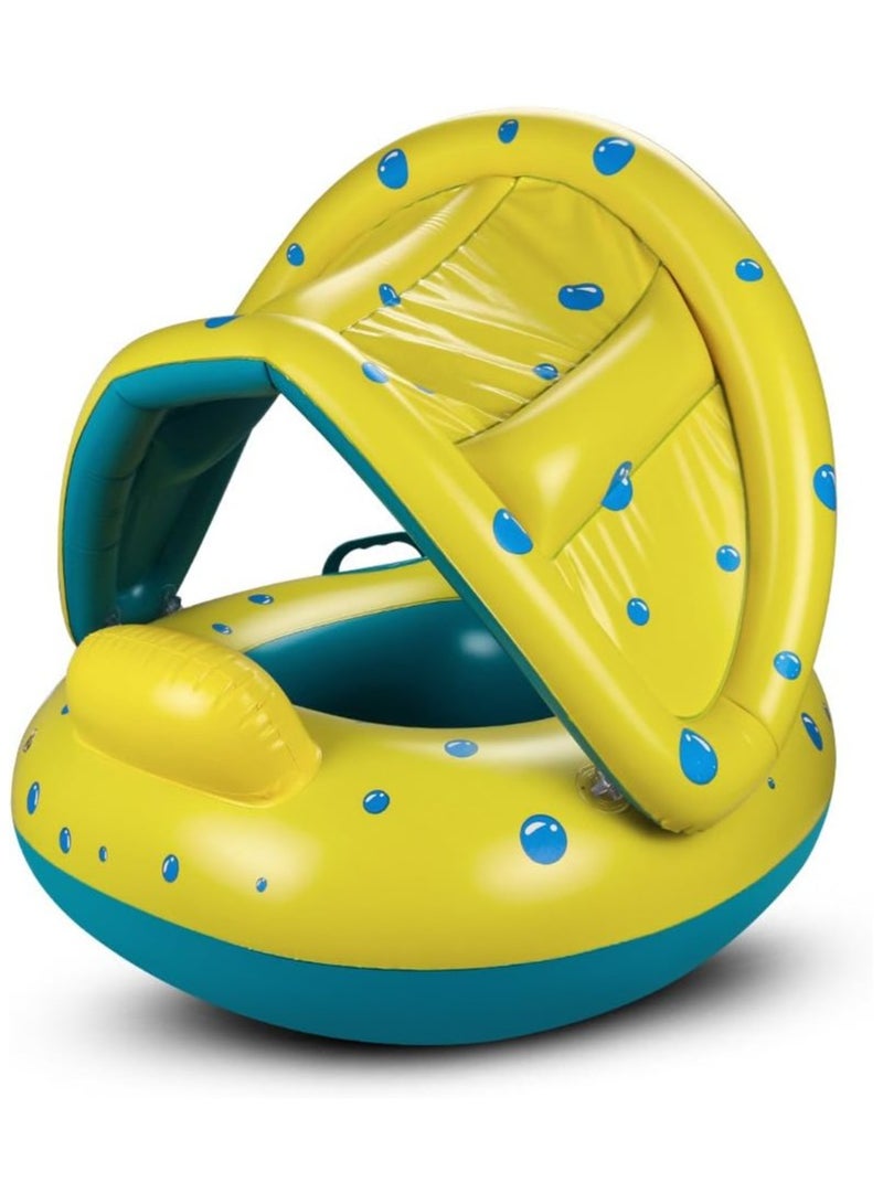 Baby Pool Float, Topist Baby Inflatable Swimming Ring with Adjustable Sun Shade CaBaby Pool Float, Rinopy Safety Seat for Age 6-36 Months Toddlers with Carry Bag - Image 2