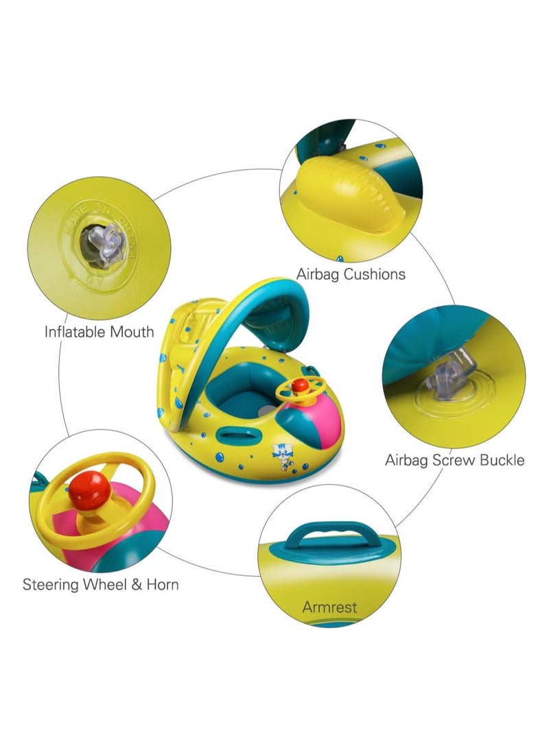 Baby Pool Float, Topist Baby Inflatable Swimming Ring with Adjustable Sun Shade CaBaby Pool Float, Rinopy Safety Seat for Age 6-36 Months Toddlers with Carry Bag - Image 4