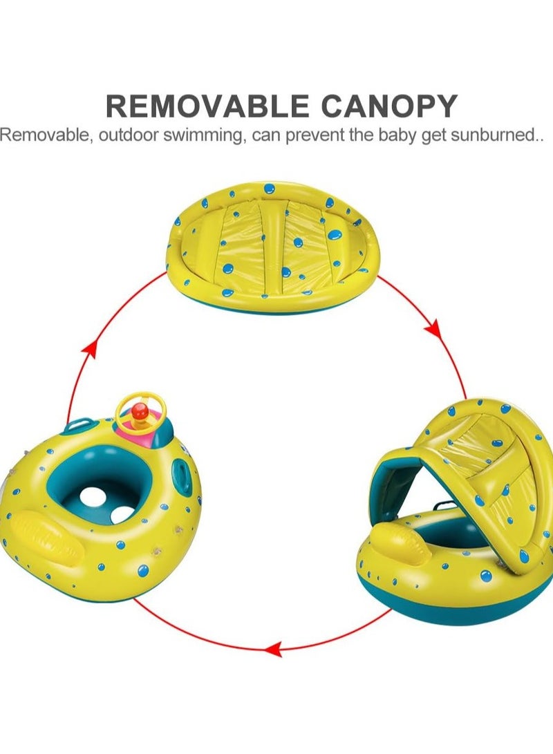 Baby Pool Float, Topist Baby Inflatable Swimming Ring with Adjustable Sun Shade CaBaby Pool Float, Rinopy Safety Seat for Age 6-36 Months Toddlers with Carry Bag - Image 5