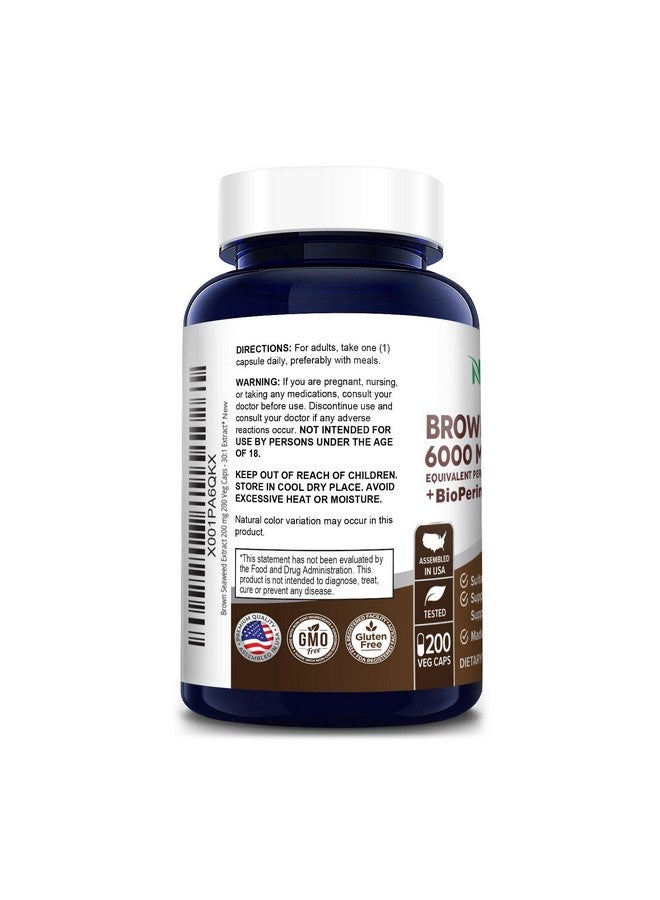 NusaPure Brown Seaweed Extract 6000 Mg With Bioperine 200 Veggie Capsules (100% Vegetarian Nongmo & Gluten Free)  - Image 3