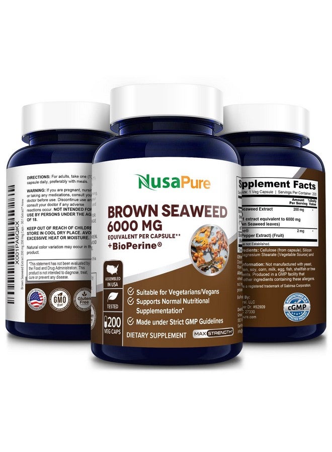 NusaPure Brown Seaweed Extract 6000 Mg With Bioperine 200 Veggie Capsules (100% Vegetarian Nongmo & Gluten Free)  - Image 4