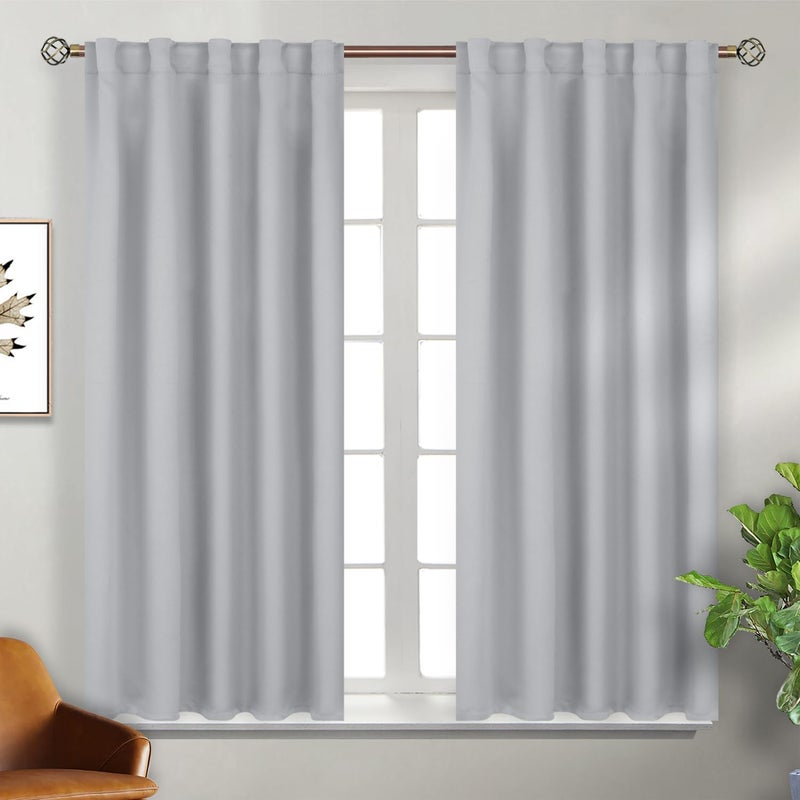 BGment Rod Pocket and Back Tab Blackout Curtains for Bedroom - Thermal Insulated Room Darkening Curtains for Living Room  2 Window Curtain Panels (42 x 54 Inch  Light Grey) - Image 1