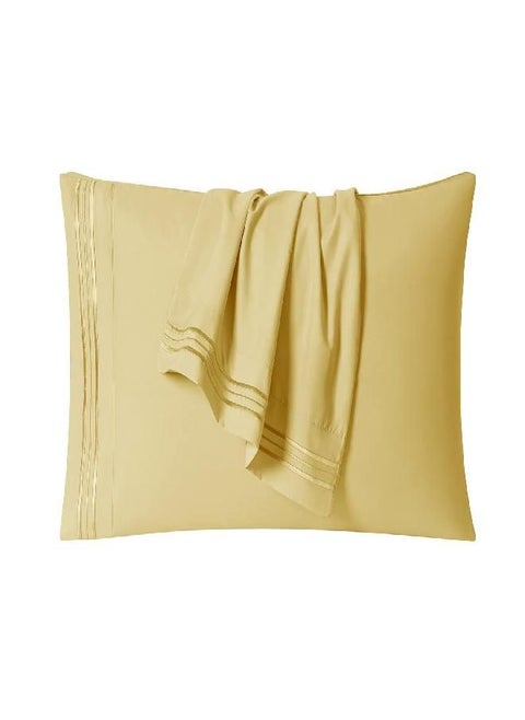 Clara Clark Pillow Cases King - Ultra Soft Pillow Cover, Lightweight Microfiber Pillow Cases Set of 4 - Envelope Closure Pillowcases, Mellow Yellow.