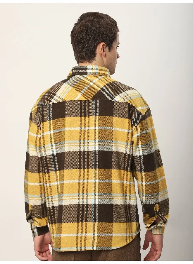 Beyoung Yellow Recycled Plaid Flannel Shirt