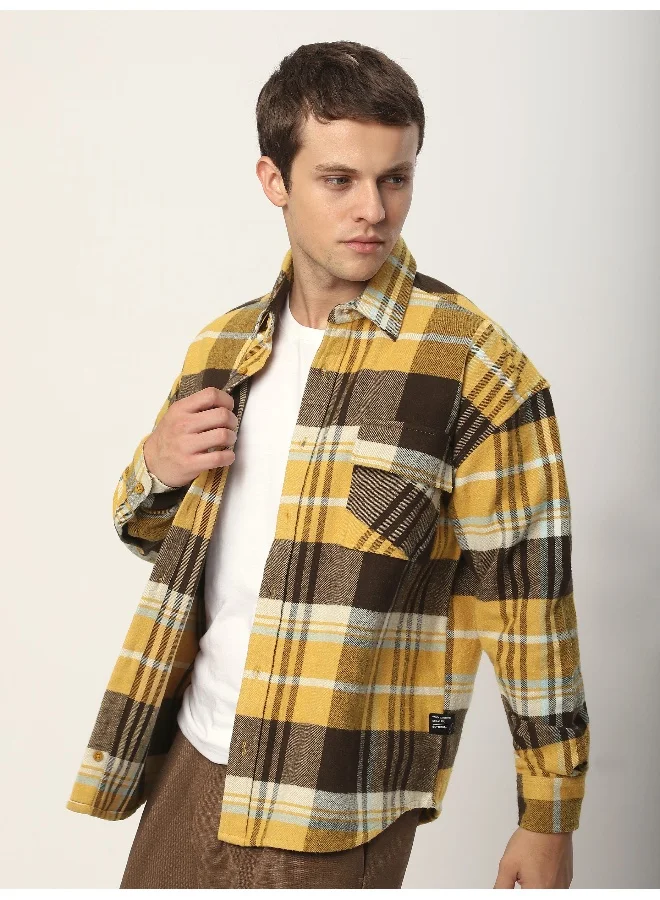 Beyoung Yellow Recycled Plaid Flannel Shirt