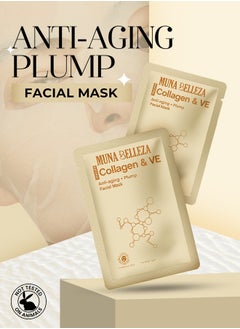Muna Belleza Collagen & Vitamin E Mask Sheet with Centella Asiatica - Anti-Aging, Plumping, For All Skin Types, Korean Skincare, 25ml  - Image 3