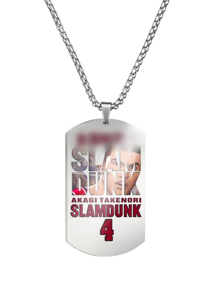 KUYING New Slam Dunk Color Printed Stainless Steel Necklace 