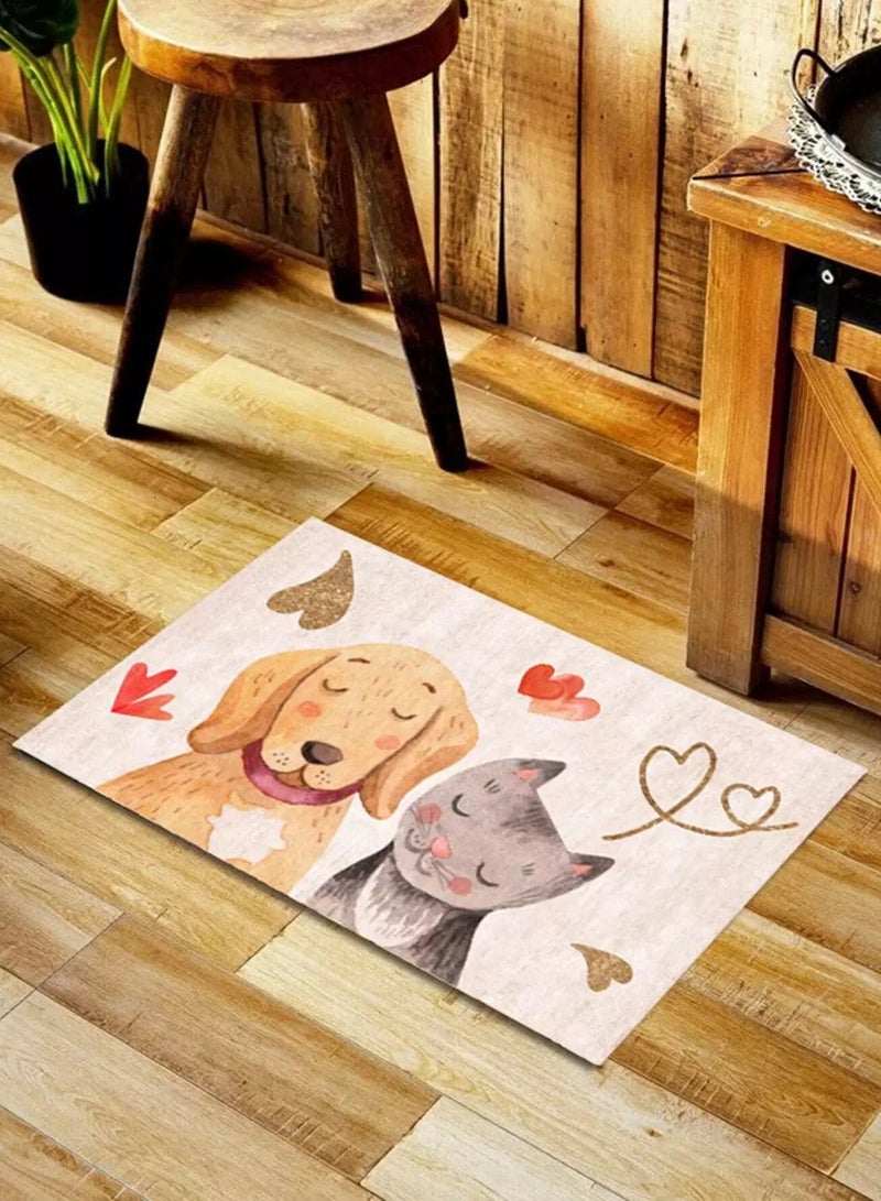 1pc Dog & Cat Print Kitchen Rug  - Image 3