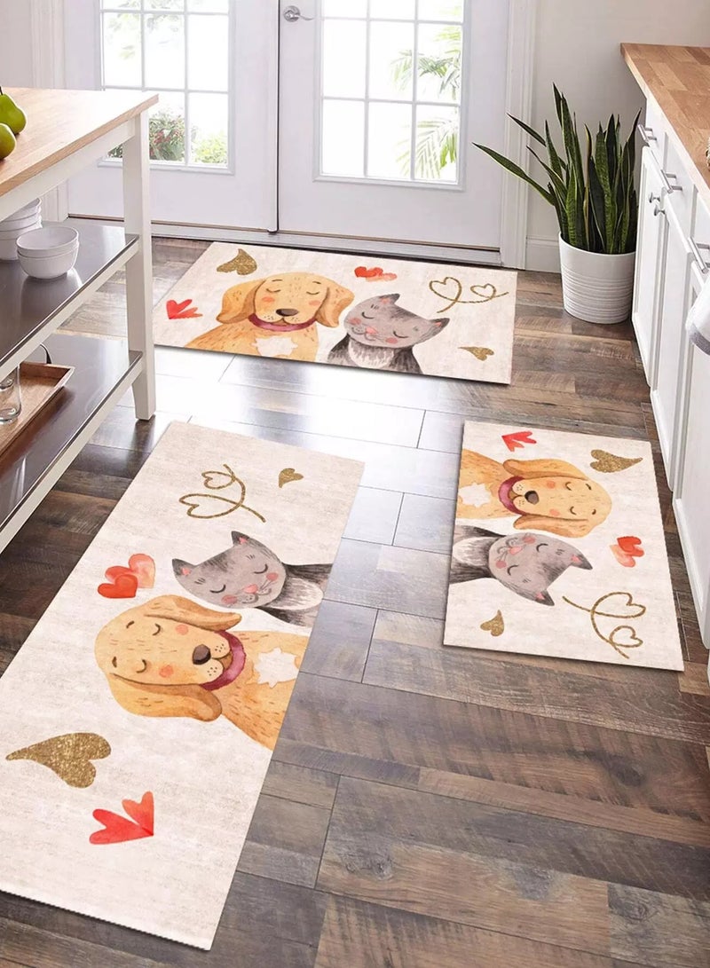 1pc Dog & Cat Print Kitchen Rug  - Image 1