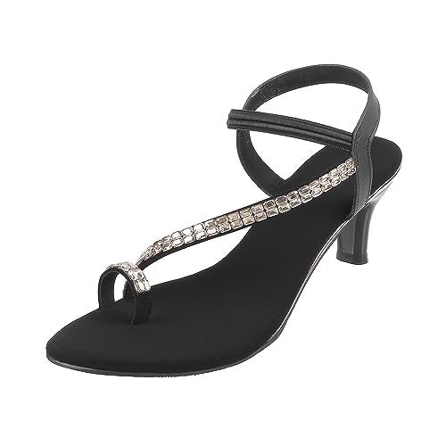 Mochi Women Black Kitten Heel Fashion Sandal UK/5 EU/38 (35-322) - Image 1