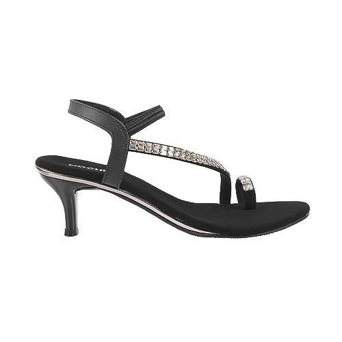 Mochi Women Black Kitten Heel Fashion Sandal UK/5 EU/38 (35-322) - Image 3