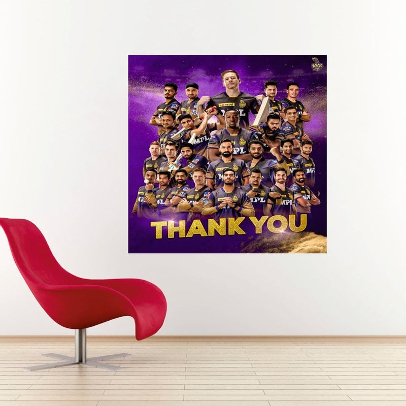 Akki Wold Akki Wold IPL Kolkata Knight Riders Cricket Team Wall Poster For Living Room Office Pooja Room Size 41CM X 41CM - Image 2