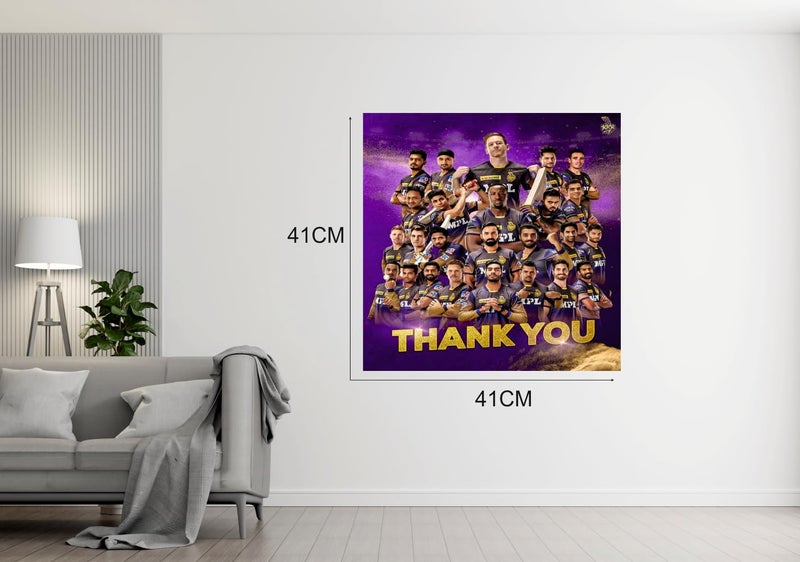 Akki Wold Akki Wold IPL Kolkata Knight Riders Cricket Team Wall Poster For Living Room Office Pooja Room Size 41CM X 41CM - Image 4