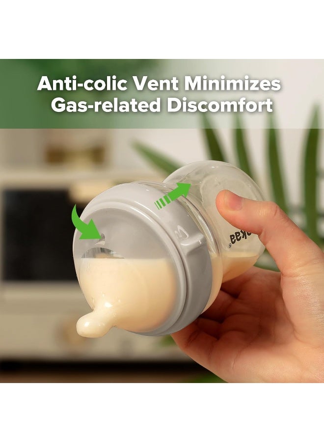 haakaa زجاجة حليب هاكّا جين.3 الطبيعية 4.2 أونصة/120 مل - حلمة واسعة العنق مضادة للمغص بتدفق بطيء للأطفال من عمر 0 أشهر فما فوق، أساسيات تسجيل المواليد، خالية من BPA - 1 عبوة - Image 5