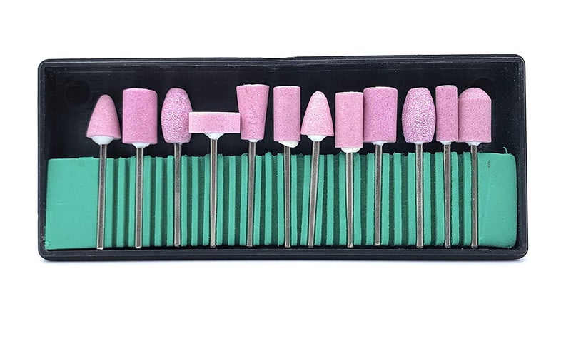 Ceznek Abrasive Mounted Stone Bur 23mm Set of 12 for Grinding Polishing Carving Sanding in Metal Wax Plastic Ceramic Clay etc for Dental Jewellery Making Model Making Hobby Crafts DIY - Image 1