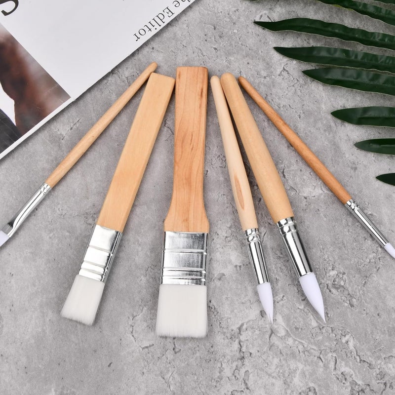 YILANJIN 6 Pieces Paint Brush Set, Nylon Hair Painting Brushes for Acrylic, Oil Paint, Watercolor, Canvas, Wooden Short Stick Drawing Brushes, Art Paintbrushes for Kids and Adults - Image 5