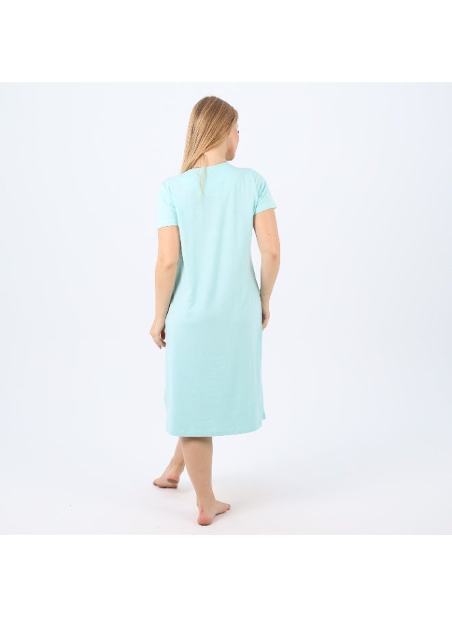 zecotex  Women's Cotton Embroidered Nightgown | Short Sleeve Sleep Dress with Button Front | Soft & Breathable Plus Size Nightwear (M–5XL)  - Image 5