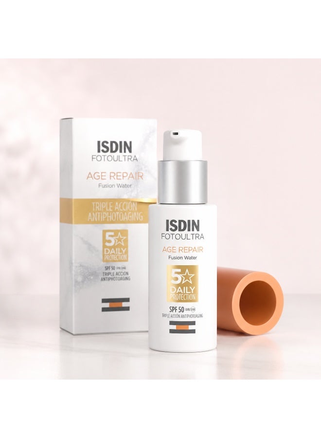 Isdinceutics ISDIN FotoUltra Age Repair Fusion Water SPF 50 Sunscreen, Ultra-Light Facial Sun Protection With Hyaluronic Acid, 50ml - Image 1