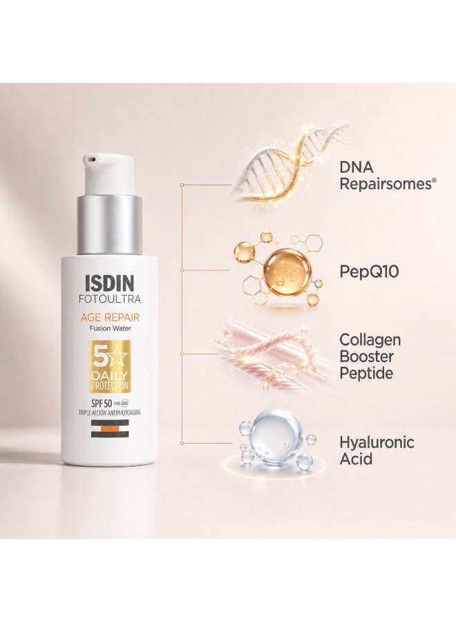 Isdinceutics ISDIN FotoUltra Age Repair Fusion Water SPF 50 Sunscreen, Ultra-Light Facial Sun Protection With Hyaluronic Acid, 50ml - Image 3