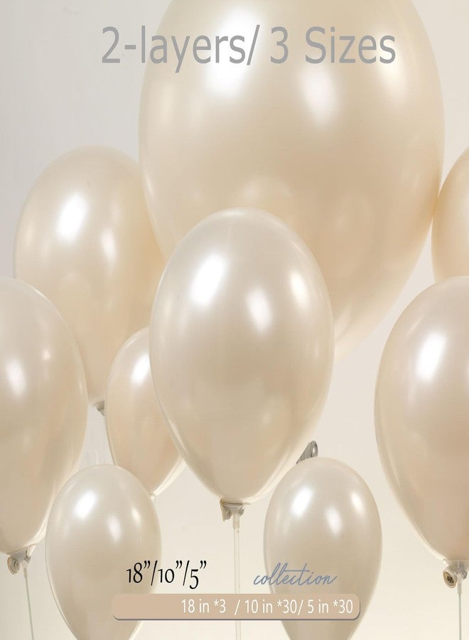 Kozee Pearl White Double-Stuffed Balloons different sizes 63pcs18/10/5 inch 2layer pearl white sand balloon Garland kit For bridge to be Wedding women Birthday baby shower anniversary decorations - Image 5