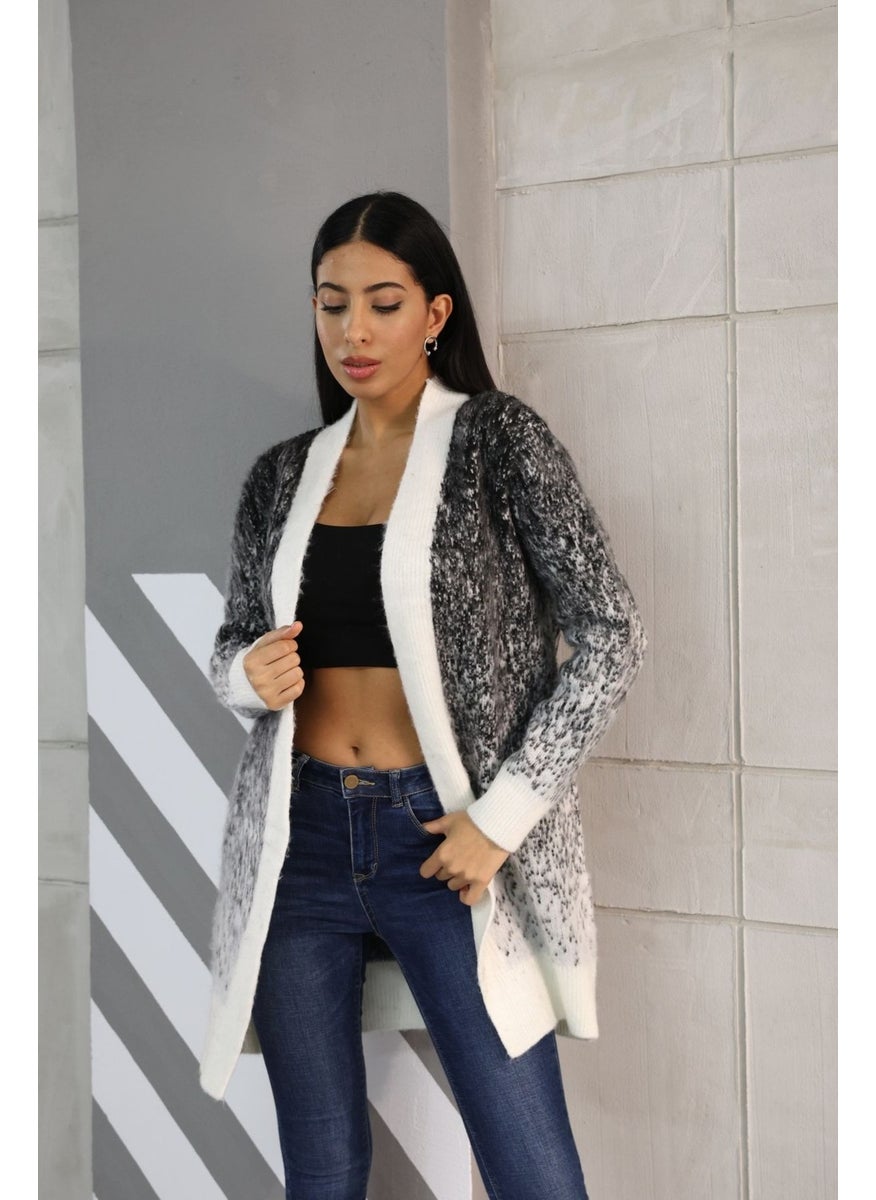 Winter Club Snowy Patterned Long Silk Cardigan Women's Cardigan  - Image 4