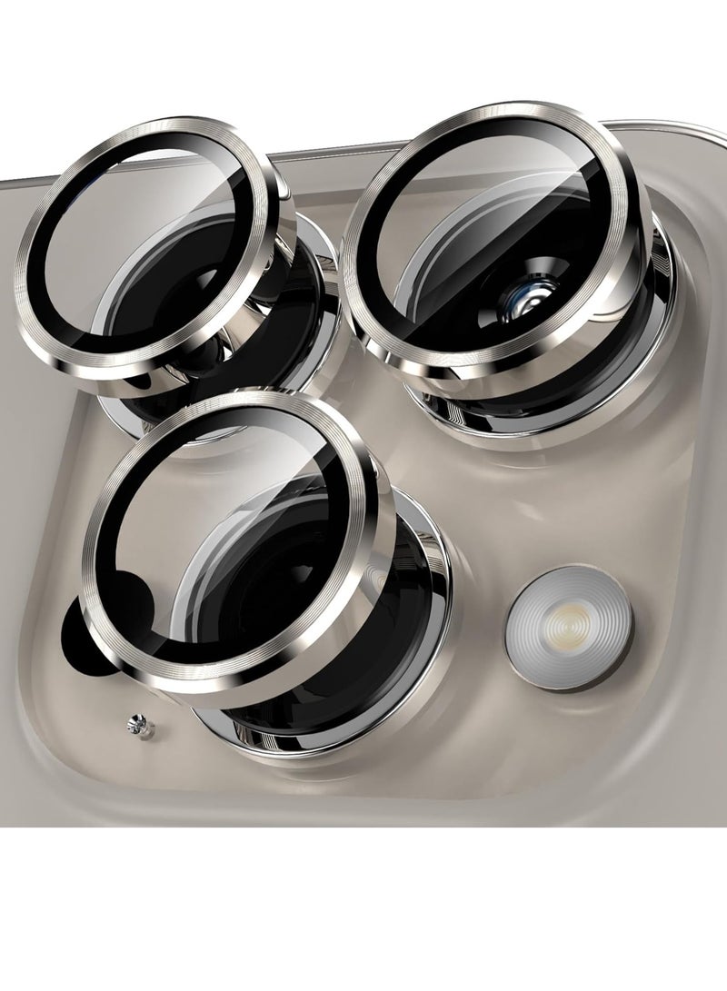 ELTRAZONE iPhone 15 Pro - iPhone 15 Pro Max Camera Lens Protector, 9H Tempered Glass Camera Cover Screen Protector Metal Individual Ring for iPhone 15Pro 6.1 inch iPhone 15 ProMax 6.7 inch (Natural Titanium) - Image 1