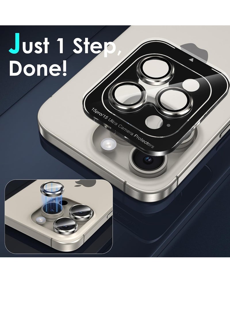 ELTRAZONE iPhone 15 Pro - iPhone 15 Pro Max Camera Lens Protector, 9H Tempered Glass Camera Cover Screen Protector Metal Individual Ring for iPhone 15Pro 6.1 inch iPhone 15 ProMax 6.7 inch (Natural Titanium) - Image 4