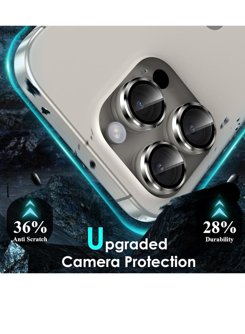 ELTRAZONE iPhone 15 Pro - iPhone 15 Pro Max Camera Lens Protector, 9H Tempered Glass Camera Cover Screen Protector Metal Individual Ring for iPhone 15Pro 6.1 inch iPhone 15 ProMax 6.7 inch (Natural Titanium) - Image 3